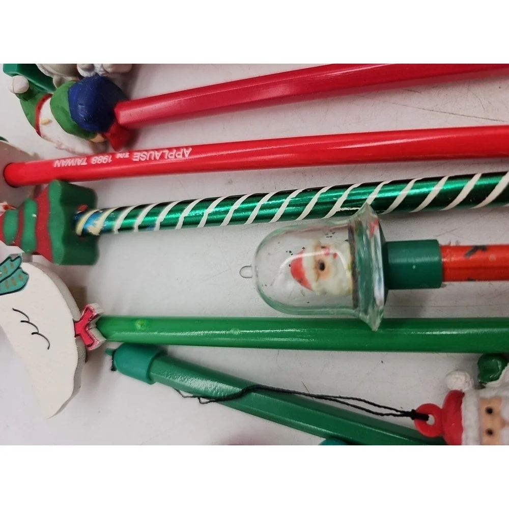 Vintage Novelty  Pencils w/ Toppers LOT 80s 90s Lot Of 22 Christmas Theme School
